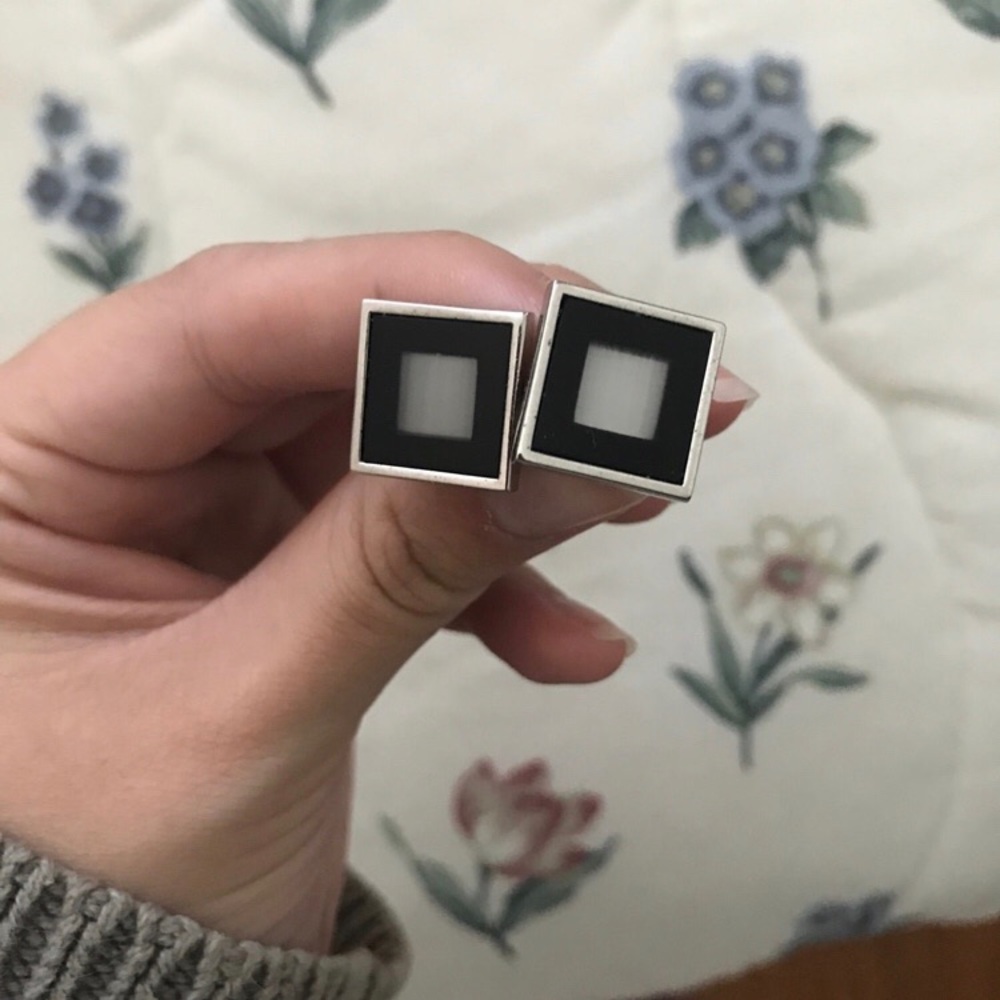 Black and Silver Square cuff links